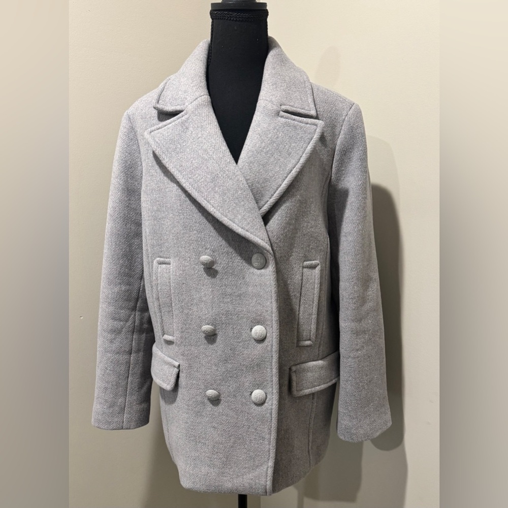 Women’s size 14 Talbots Gray Double-Breasted Pea Coat Workwear Classic Preppy